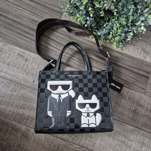 NWT Original Karl Lagerfeld Paris Maybelle Checkered Satchel Crossbody